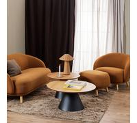 Soli Round Coffee Table in Oak/Black 65x43cm