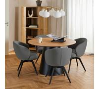 Furniture To Go Soli Round Dining Table in Oak/Black 120x75cm Included 4 Darlene Dining Chair with Armrest and Swivel Function in Grey - Black - No - Brown