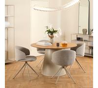 Furniture To Go Soli Round Dining Table In Oak/grey 120X75Cm Included 4 Ella Swivel Beige Dining Chair