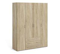 Furniture To Go Space Wardrobe - 4 Doors 3 Drawers in Oak 2000 - Oak - Malemine - 1