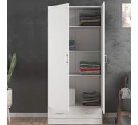 Furniture To Go Space Wardrobe With 2 Doors + 1 Drawer In White 1750 (W) 79.4 X (H) 170.4 X (D) 35.7Cm
