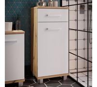 Furniture To Go Veris Bathroom Cupboard With 1 Door And 1 Drawer In Artisan Oak And Light Grey