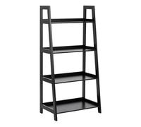 Wally Bookcase with 4 Shelves in Black, black