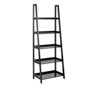 Wally Bookcase with 5 Shelves in Black, Black