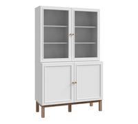 Furniture To Go Wensley Display Cabinet With 2 Doors And 2 Glass Doors In Light Grey And Oak, Grey