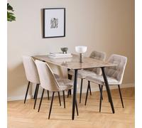 Furniture To Go Wicklow Ceramic Dining Table Brown/Black 140x75cm Included 4 Brooke Dining Chairs in Monza Beige - Black - No - Brown