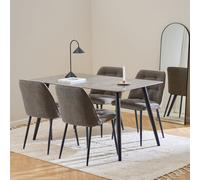 Furniture To Go Wicklow Rectangular Dining Table In Grey/black 140X75Cm Included 4 Brooke Dining Chairs In Taupe
