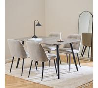 Furniture To Go Wicklow Rectangular Dining Table in Grey/Black 140x75cm Included 4 Brooke Dining Chairs in Monza Beige - Black - No - Grey