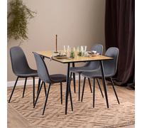 Furniture To Go Wilma Dining Table with Oak Top & Black Legs Included 4 Celia Dining Chair in Light Grey - Black - No - Brown
