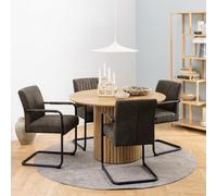 Furniture To Go Yale Dining Table In Oak Included 4 Adele Dining Chair In Grey Fabric