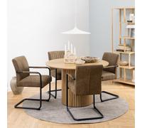 Furniture To Go Yale Dining Table in Oak Included 4 Adele Dining Chair in Light Brown Fabric - Brown - No - Brown