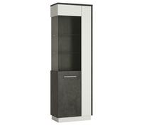 Furniture To Go Zingaro Tall Glazed display cabinet (LH) in Grey and White - Full Assembly Required - Grey & White - Matt