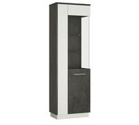 Furniture To Go Zingaro Tall Glazed display cabinet (RH) in Grey and White - Full Assembly Required - Grey & White - Matt