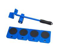 Furniture Transport Roller Set 5 Pieces - 4 Furniture Rollers & 1 Load Jack - Each 150 kg Load Capacity - Non-Slip Coating - For Effortlessly Moving Furniture/Moving Aid/Load Jack (Blue)