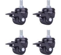 Furniture Wheel, Heavy Duty Castor,4pcs Swivel Caster Wheel,Black,with Threaded Stem M12x25mm,Double Bearing,Wear-Resistant(Black,3in)