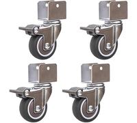 Furniture Wheel, Heavy Duty Castor,Swivel Caster Wheels for Cribs,with U-Type Bracket,2in 50mm Rubber Furniture with Brakes(4brake,20MM U Bracket)