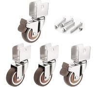 Furniture Wheel, Heavy Duty Castor,Swivel Rubber Caster Wheels for Cribs,with U-Type Bracket,2in 50mm Furniture with Brakes(2swivel+2brake,20MM U Bracket)