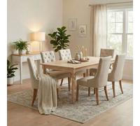 Furniturebox Aalto Rectangle White Oak Wood 6-8 Seater Dining Table And Chairs, Solid Wood Dining Table And Chairs, Dining Set