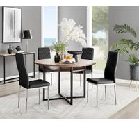 FurnitureboxUK Adley Brown Wood Storage Dining Table & 4 Milan Chrome Leg Chairs in Black FurnitureboxUK Black