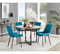 FurnitureboxUK Adley Brown Wood Storage Dining Table & 4 Pesaro Black Leg Chairs in Blue FurnitureboxUK Blue
