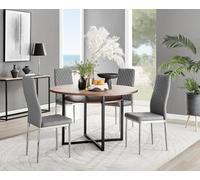 FurnitureboxUK Adley Brown Wood Storage Dining Table & 4 Milan Chrome Leg Chairs in Grey FurnitureboxUK Grey