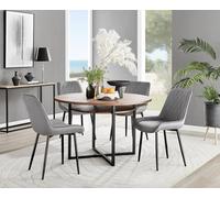 FurnitureboxUK Adley Brown Wood Storage Dining Table & 4 Pesaro Black Leg Chairs in Grey FurnitureboxUK Grey