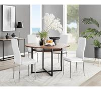 FurnitureboxUK Adley Brown Wood Storage Dining Table & 4 Milan Chrome Leg Chairs in Off-White FurnitureboxUK Off-White