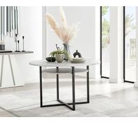 FurnitureboxUK Adley Round 120cm Dining Table With Storage Shelf in Grey FurnitureboxUK Grey