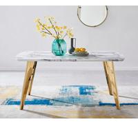 FurnitureboxUK Andria White Marble Effect Rectangular 6-Seater Dining Table in Gold FurnitureboxUK Gold