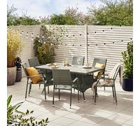 Furniturebox Antigua Rattan Garden Table And Chairs, 6 Seater Brown Garden Dining Set Patio Outdoor Table And Chairs + Cover