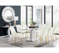 Furniturebox Arezzo Rectangular White High Gloss Large Extending 6-8 Seater Dining Table And Chairs, White Dining Table And Chairs