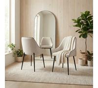 FurnitureboxUK Beaumont 2x Fabric Black Leg Dining Chair in Cream FurnitureboxUK Cream