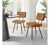 Furnitureboxuk Braxton 2X Tan Faux Leather Black Leg Dining Chair Tan