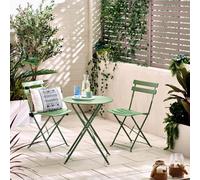 Furniturebox Cabo Garden Bistro Set, 2 Seat Metal Garden Table & Chairs Bistro Table Set, Balcony Outdoor Patio Bistro Set - Green