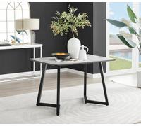 FurnitureboxUK Carson 120cm White Marble Effect Large Dining Table with Black Legs FurnitureboxUK White