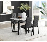FurnitureboxUK Carson White Marble Effect Dining Table & 4 Milan Black Leg Chairs FurnitureboxUK Black