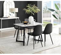 FurnitureboxUK Carson White Marble Effect Dining Table & 4 Corona Black Leg Chairs FurnitureboxUK Black