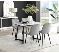 FurnitureboxUK Carson White Marble Effect Dining Table & 4 Pesaro Black Leg Chairs in Grey FurnitureboxUK Grey