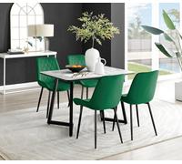 FurnitureboxUK Carson White Marble Effect Dining Table & 4 Pesaro Black Leg Chairs in Green FurnitureboxUK Green