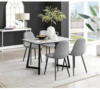 FurnitureboxUK Carson White Marble Effect Dining Table & 4 Corona Black Leg Chairs in Grey FurnitureboxUK Grey