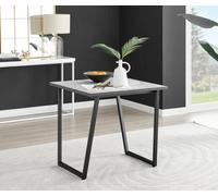 FurnitureboxUK Carson Square White Marble Effect Dining Table with Black Legs FurnitureboxUK White