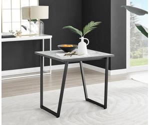 Furniturebox Carson Small Scratch Resistant Melamine White Marble Effect Square 2 Seater Dining Table With Black Metal Legs
