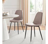 Furniturebox Corona 2X Cappuccino Faux Leather Black Legs Dining Chairs - Dining Chairs Set Of 2 - Cappuccino Dining Chairs