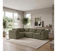 Furniturebox Drift Green Boucle 3 Seater Modular Corner Sofa - 3 Seat Corner Sofa - 3 Seater Sofa