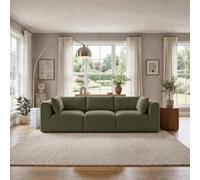 Furniturebox Drift Green Boucle 3 Seater Modular Sofa - 3 Seat Boucle Sofa - 3 Seater Sofa