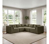 Furniturebox Drift Green Boucle 4 Seater Modular Corner Sofa - 4 Seat Corner Sofa - 4 Seater Sofa