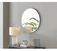 FurnitureboxUK Emma 80cm Medium Art Deco Metal Frame Round Hallway Bedroom Dining & Living Room Wall Mirror in White FurnitureboxUK White