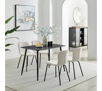 Furniturebox Furniturbeox Uk Asti Grey Marble Ceramic Top Dining Table & 4 Cream Asti Chairs