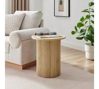 FurnitureboxUK Penrose Round Wooden Pedestal Side Table in Light Oak FurnitureboxUK Light Oak