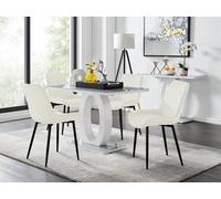 FurnitureboxUK Giovani 4 Grey Dining Table & 4 Pesaro Black Leg Chairs in Cream FurnitureboxUK Cream
